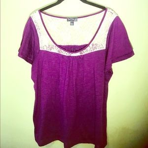 Love yourself, Step Up purple TOP with lace